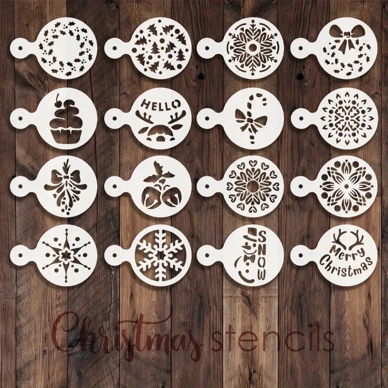 16pcs Plastic Coffee Stencils Latte Cappuccino Arts Coffee Garland Mould Cake DIY Decorating Tool for Kitchen and Store