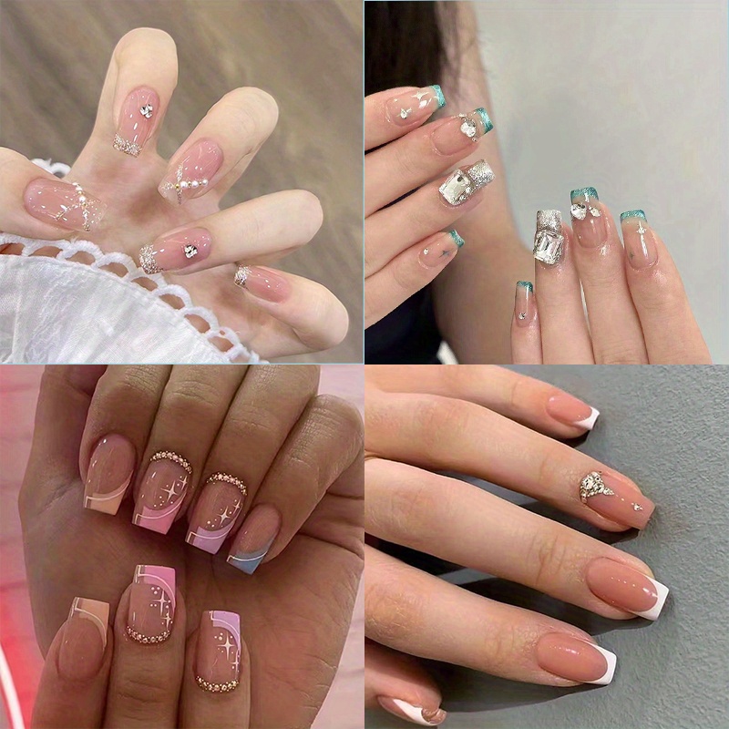 Pastel French With Mini Pearls Custom Press on Nails Luxury False