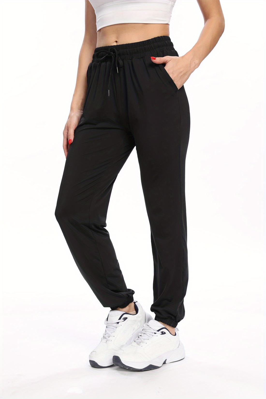 Flowy Sweatpants Women Gym Yoga Pants Pockets Elastic Wais - Temu Canada