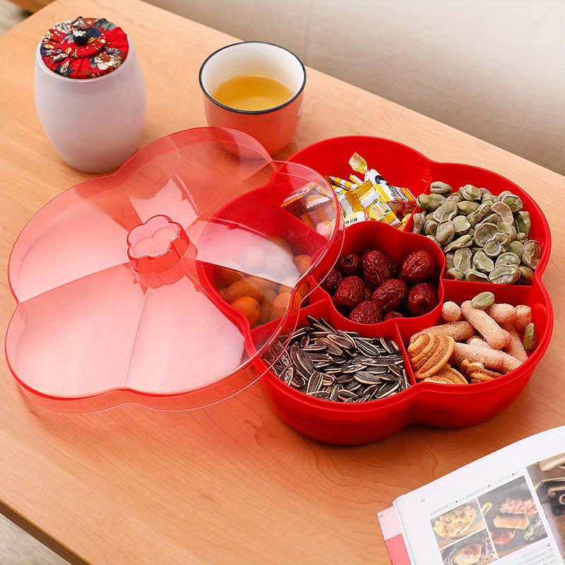 Flower Shaped Snack Serving Tray Lid Plastic Divided Serving - Temu Canada