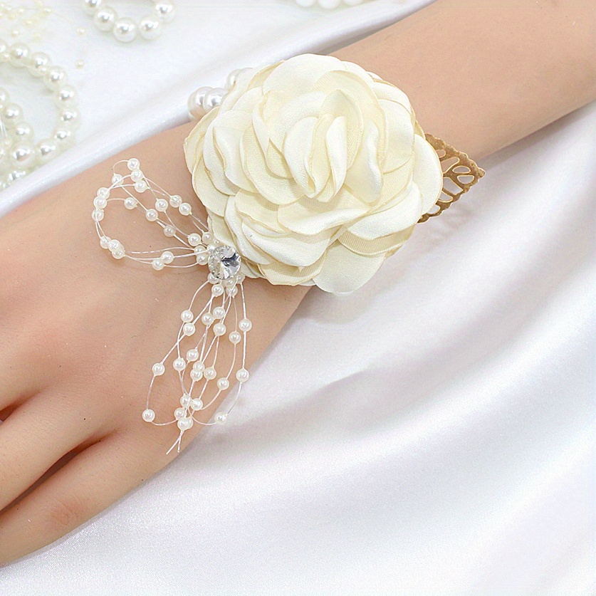 Girl Bridesmaid Wrist Corsage Bridal Silk Wrist Flower - Temu