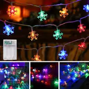 led christmas snowflake string lights battery powered 2 lighting modes party decoration lights christmas holiday accessories birthday room decoration christmas gifts home decoration scene decoration warm white white multi color details 5