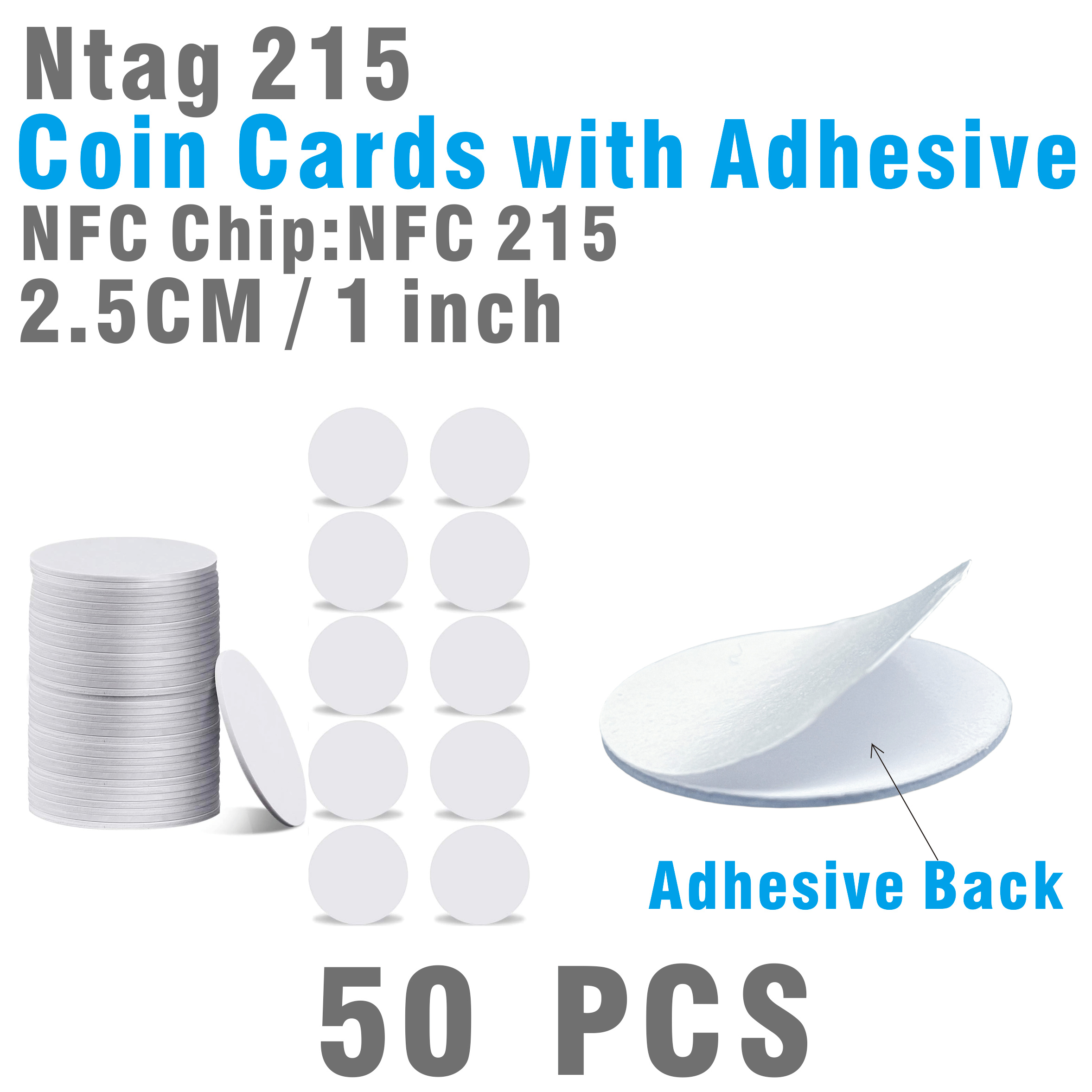 50pcs NFC Cards NFC Tags Ntag215 NFC chip NFC 215 tag rewritable NFC Coin  Cards，RFID Stickers Compatible with Tagmo and NFC Enabled Mobile Phones  and, nfc tag 