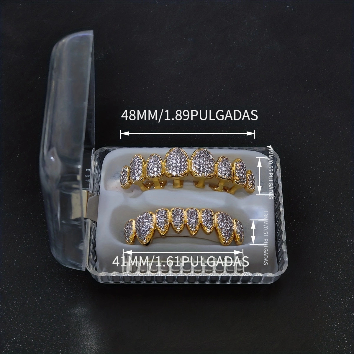 Dientes Grillz de oro dientes de hip hop chapados en oro Grillz dientes de  ajuste personalizado Hip Hop Punk Grillz tapas superiores e inferiores  conjunto de parrilla ANGGREK Otros