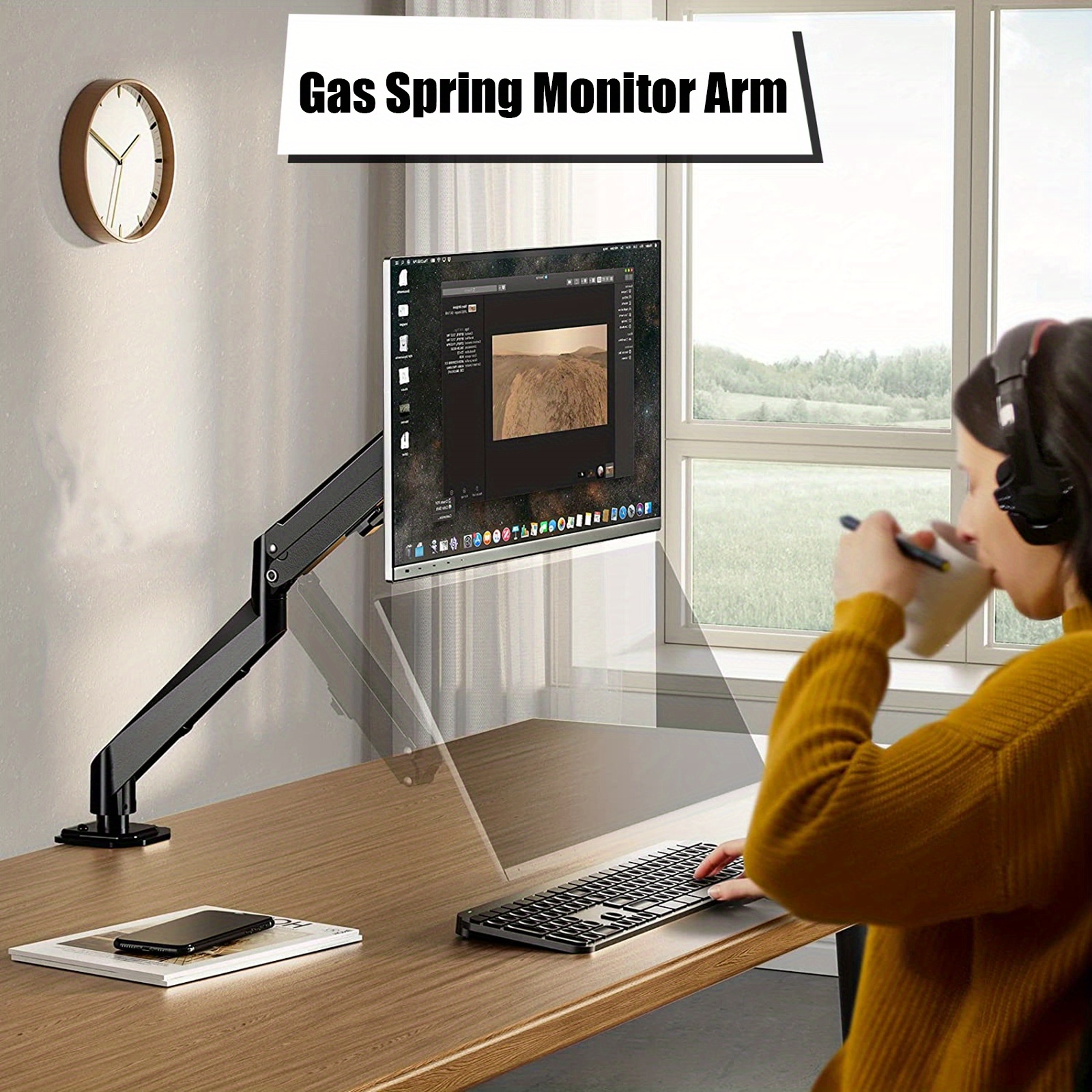 Soporte Monitor 14-27 Sobre Cubierta Altura Ajustable 40cms