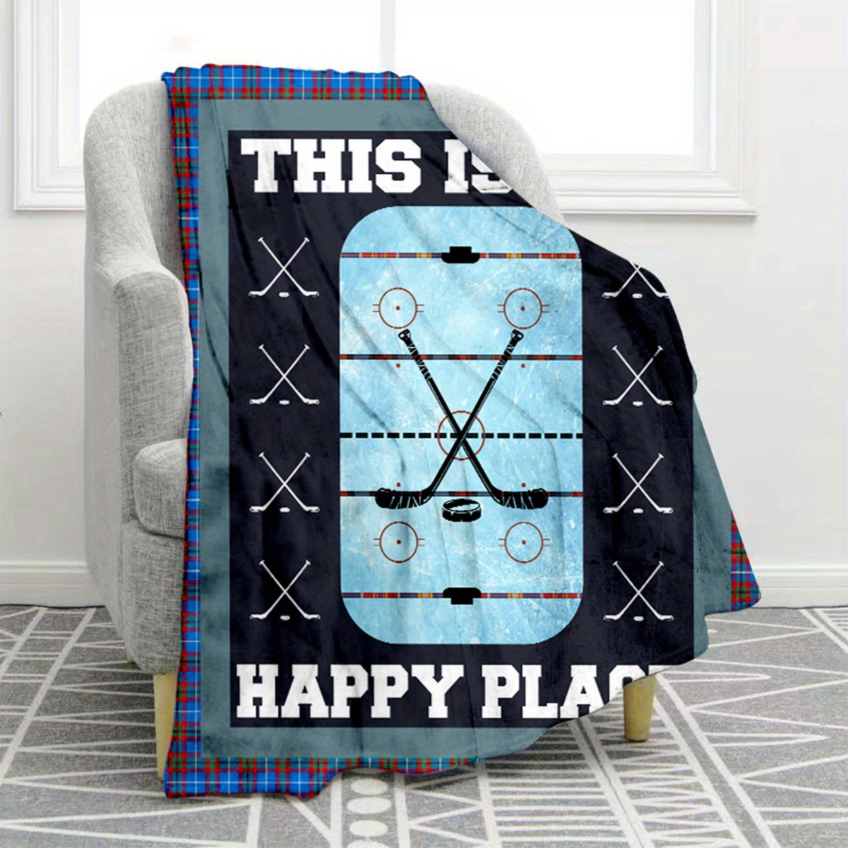 TEMU 1pc Flannel Blanket With Golf Club Pattern