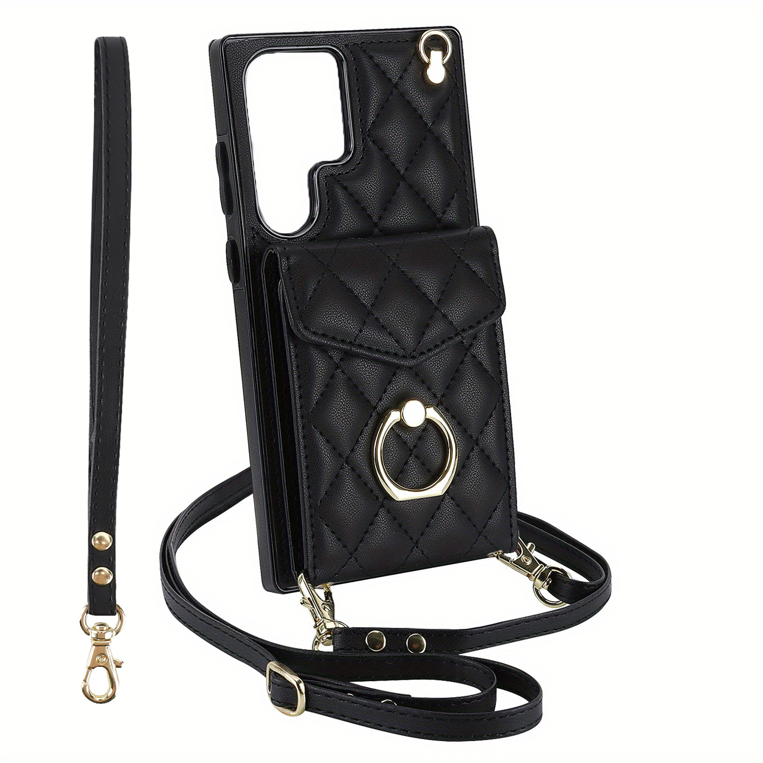 Stylish Crossbody Lanyard Leather Necklace Love Bracket Rotates 360 °  Plating Phone Case For Galaxy S23 S22 S21 Ultra Plus - Soft & Protection -  Temu