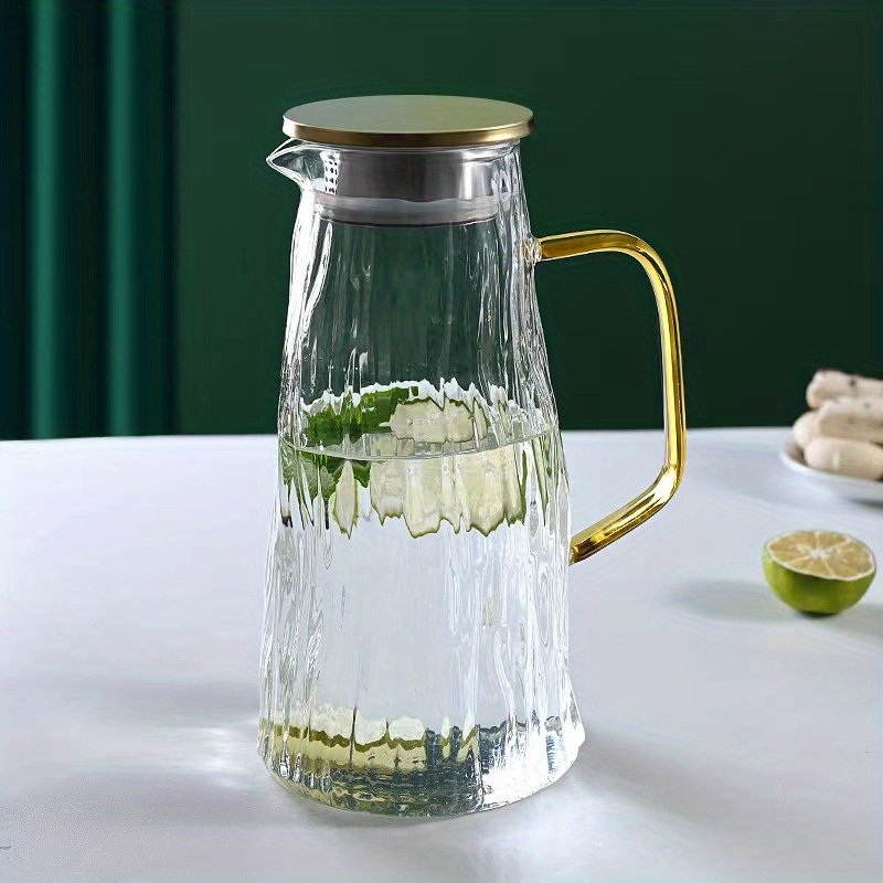 Glacier Glass Pitcher With Lid, Heat Resistant Heavy Duty Water