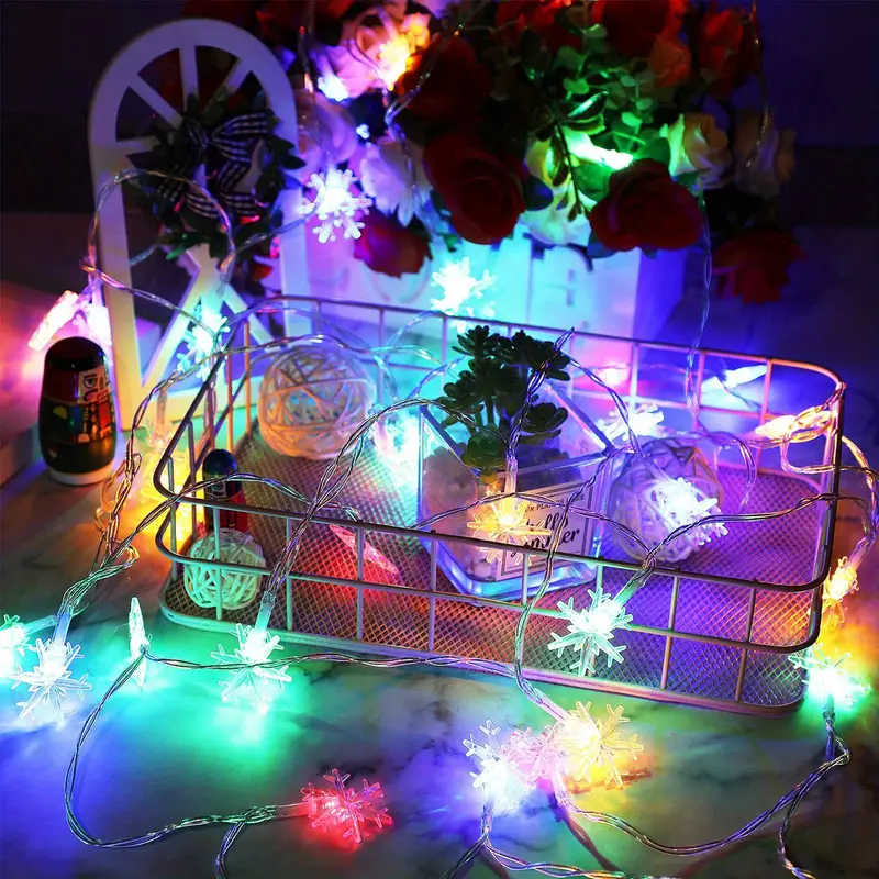 led christmas snowflake string lights battery powered 2 lighting modes party decoration lights christmas holiday accessories birthday room decoration christmas gifts home decoration scene decoration warm white white multi color details 10