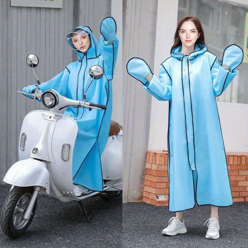 womens one piece raincoat long full body anti rain riding full body integrated rain poncho details 1