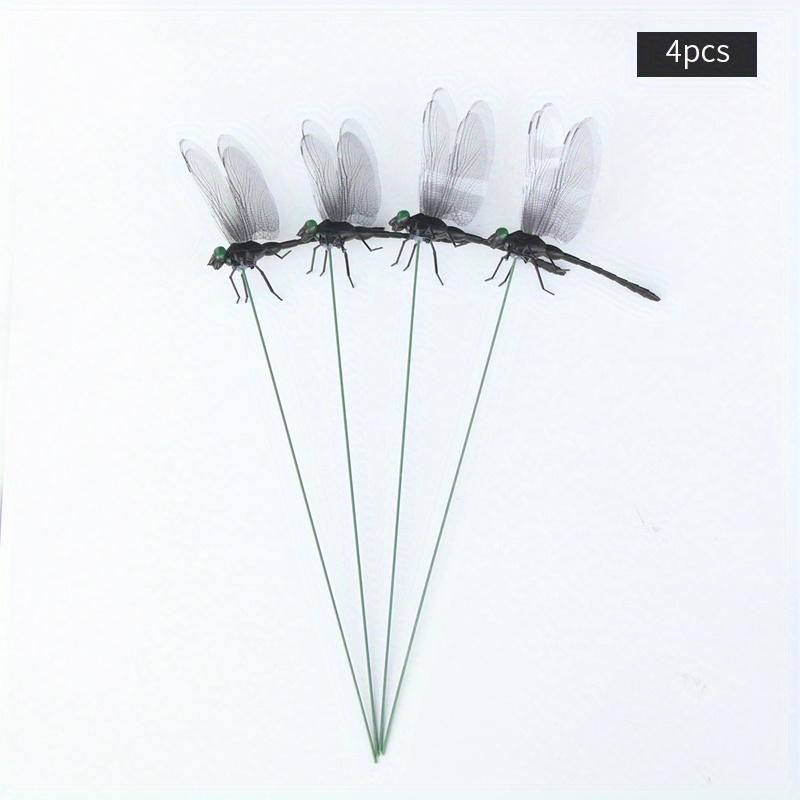 E-shop 【3D】 [3D] Schwarze, realistische Libellen-Gartendekoration, Außendekoration für Rasenflächen und Innenvasen, Halloween-Dekoration