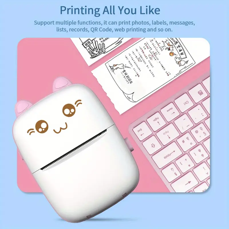 mini pocket printer portable thermal printer for pictures retro style photos receipts notes lists label memo qr codes for android details 2