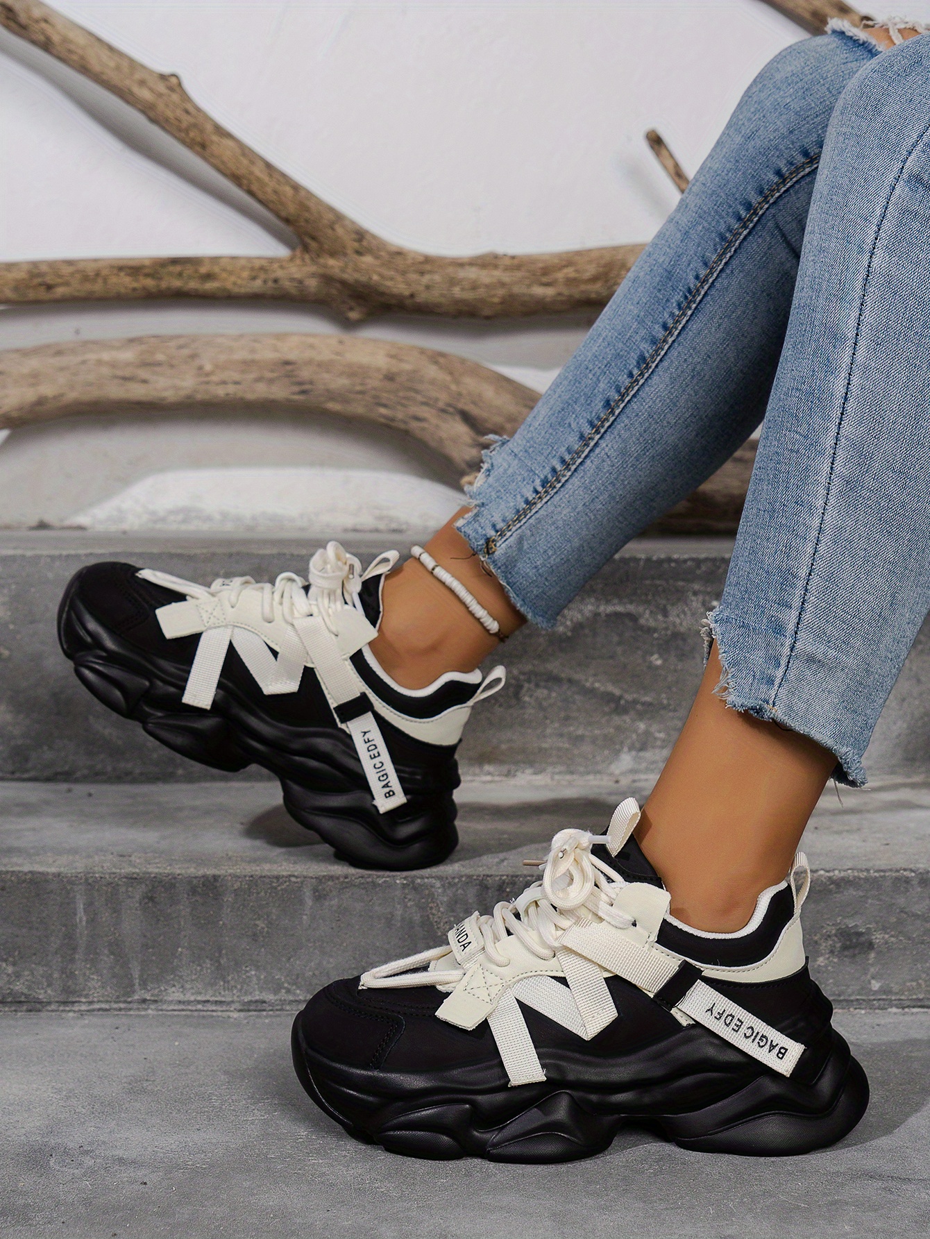 Women's Chunky Sneakers, Fashion Lace Up Low Top Walking Trainers, All-match  Platform Shoes - Temu