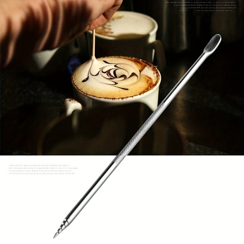 Coffee Decoration Fancy Cafe Mixer Tool Useful Decorating Art Pen Espresso  Coffee Milk Stick Stainless Steel Cappuccino Latte