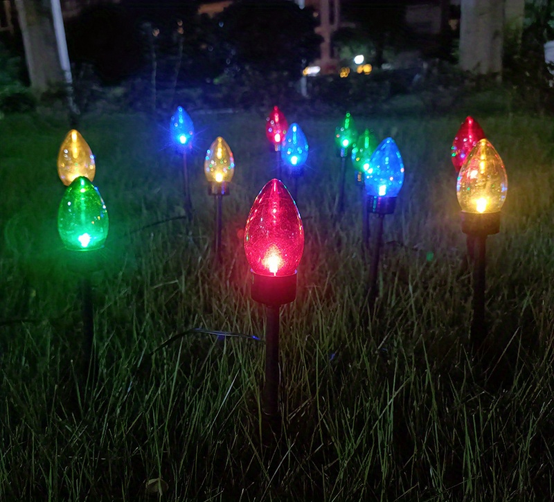 1 C9 Pointed Bubble Color Lawn Lights Solar Christmas Temu