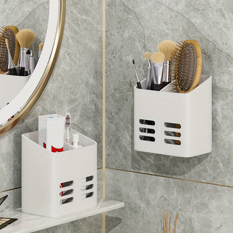 Bathroom Organizer Brief White Wood Board Cutout Carved Shelf Soap Holder  DIY Combination Toothbrush Storage Rack