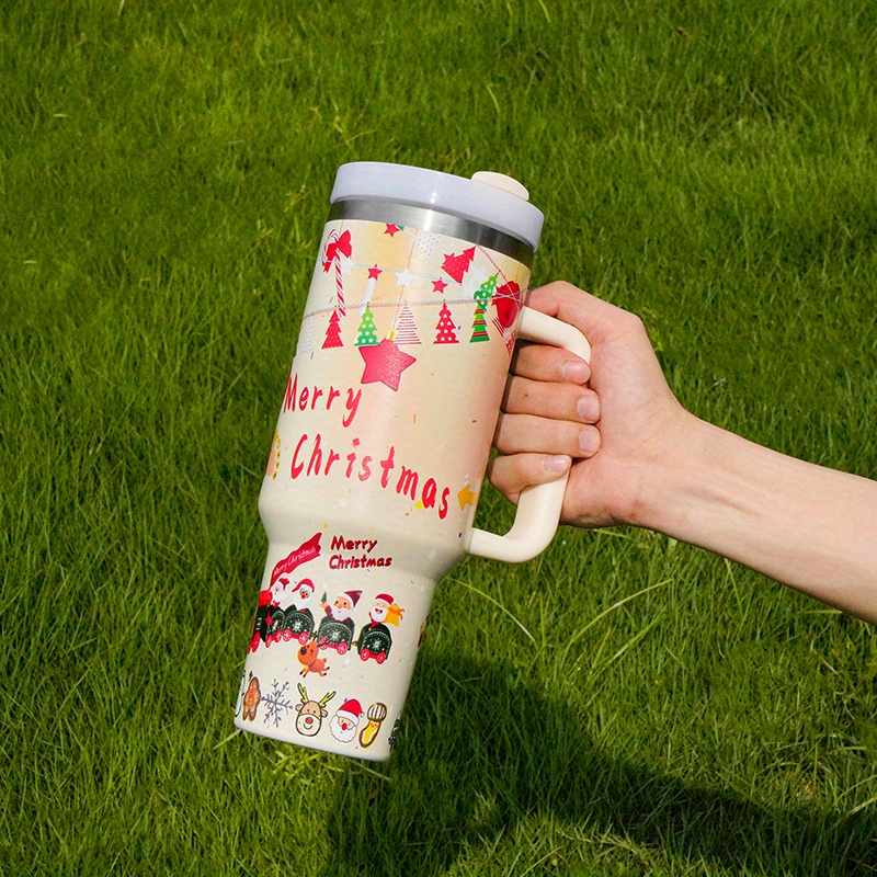 Christmas Pattern Water Bottle Portable Creative Car Tumbler - Temu