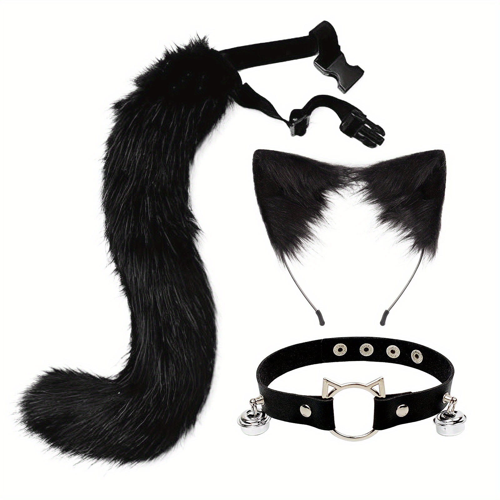 100 Polyester Cat Ears Cat Tail Set Fox Cosplay Cat Tail Temu Canada