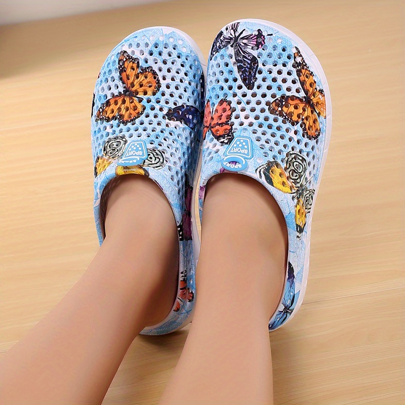 Women's Colorful Floral Pattern Clogs, Slip On Round Toe Two-way