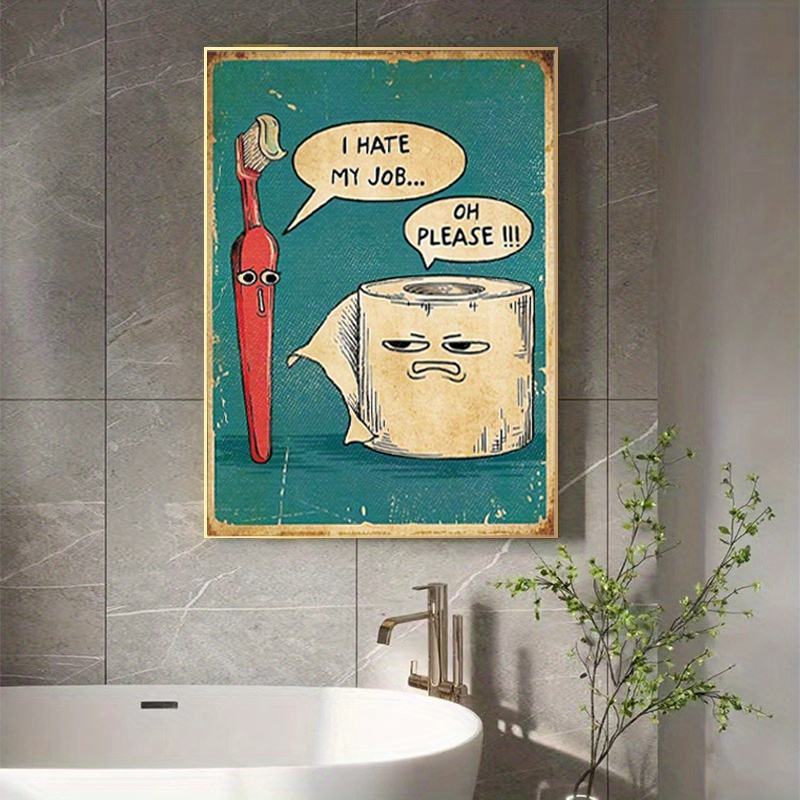 Funny Canvas Poster I Hate My Job Toothbrush And Toilet - Temu Belgium