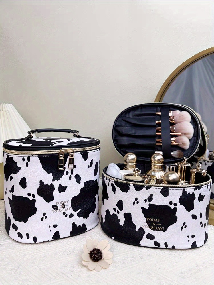 Portable Makeup Bag Cows Travel Small Zipper Cosmetic Bags Organizer for  Women Girls Handbag Toiletry Storage Pouch Waterproof Purse,White White Cows