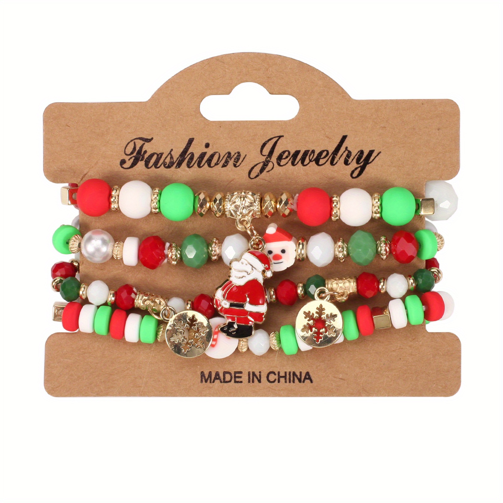 Christmas Soft Clay Beaded Bracelets Cute Santa Claus - Temu