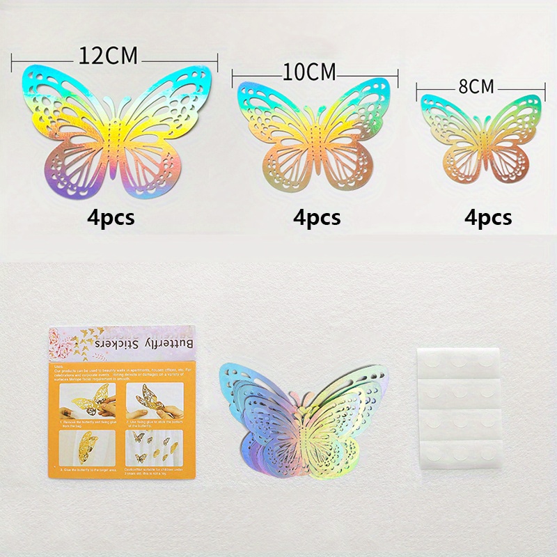 12pcs 3D Simulation Butterfly Sticker Home Decoration Refrigerator Wall  Stickers Wedding Party Decoration Fake Butterfly