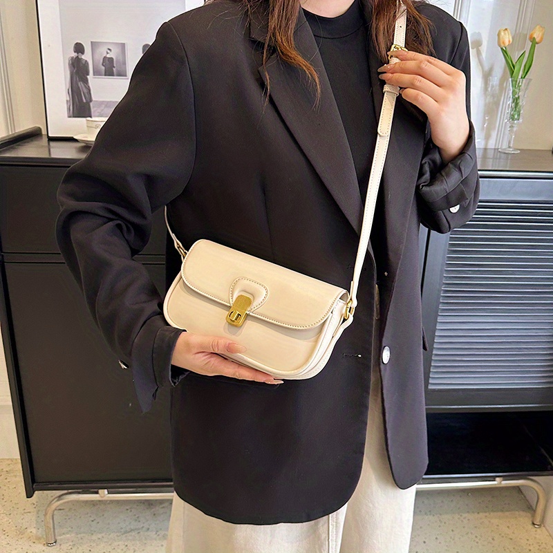 Retro Minimalist Style Women's Underarm Bag, Solid Color Shoulder Bag,  Versatile Zipper Crescent Shaped Handbag - Temu Bahrain
