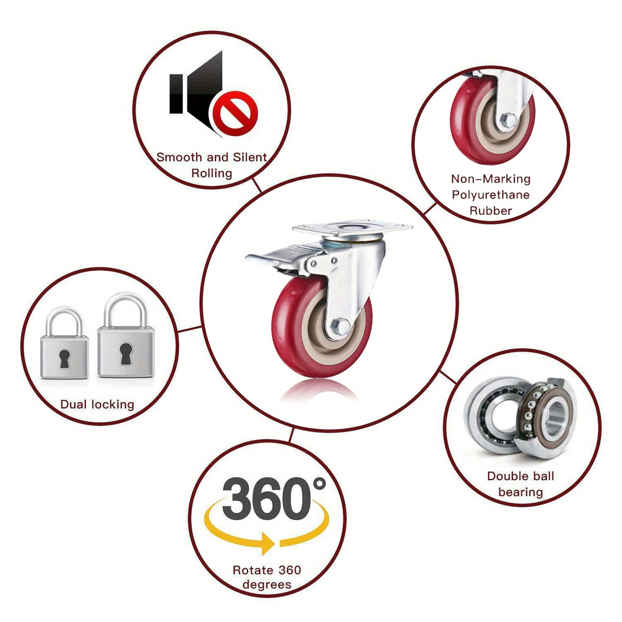 Heavy Duty Casters Lockable Bearing Plate Caster Wheels Temu