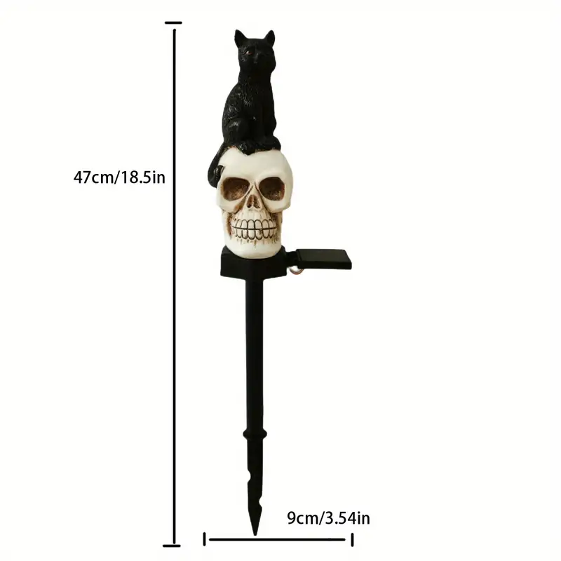 1pc skull halloween decoration solar lawn light halloween decoration outdoor skull halloween owl cat decoration realistic resin material for garden party home indoor details 1