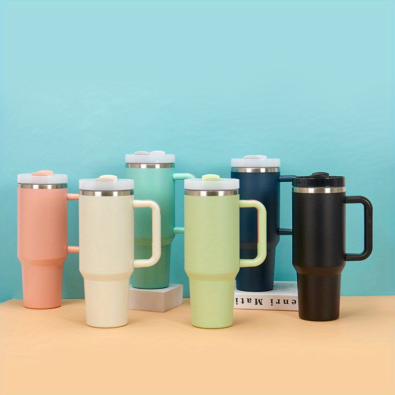 1pc 1200ml/40oz Green Car Cup Big Capacity Insulated Tumbler With Handle  For Gift/birthday Gift