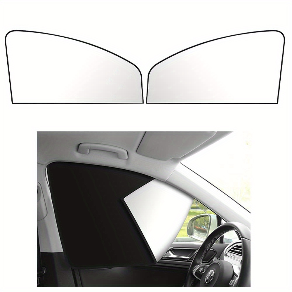 Car Side Window Sunshades Set with Hidden Magnetic Silvery Curtains