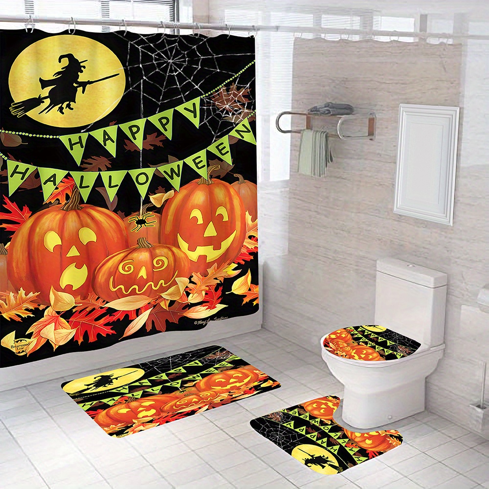 Halloween Pumpkin Witch Shower Curtain Set Curtain, Bathroom Decor ...