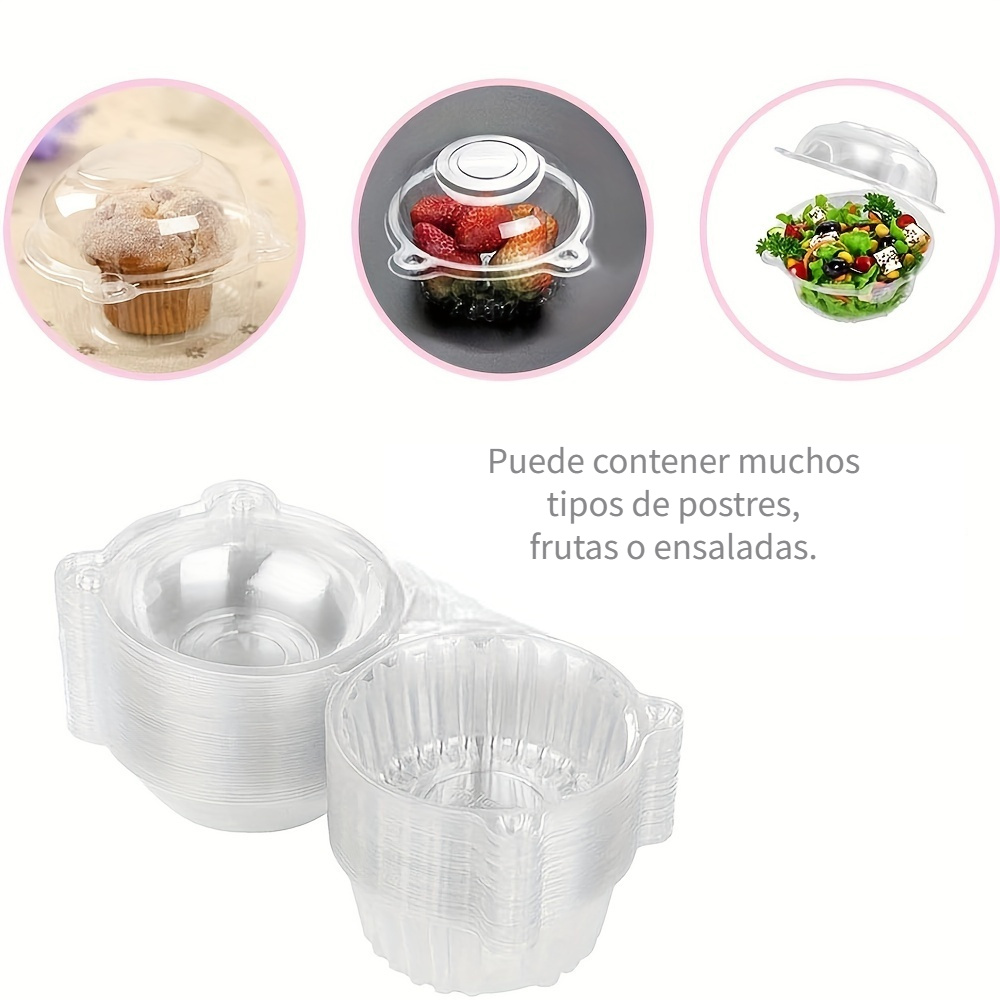 100pcs Cajas Cupcakes Contenedor Plástico Tapa Contenedores - Temu