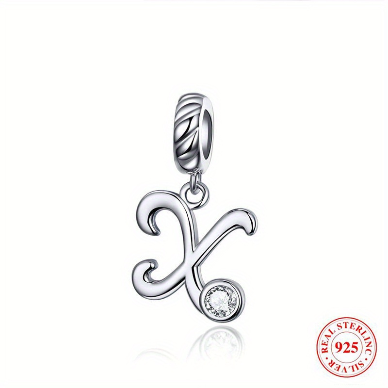 925 Sterling Silver 26 English Initial Letters Pendant Personality Bracelet  Accessories Diy Jewelry Accessories - Temu