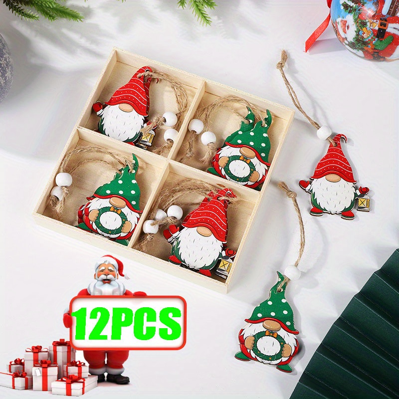 12Pcs/set Vintage Wooden Snowflakes Christmas Ornaments Christmas