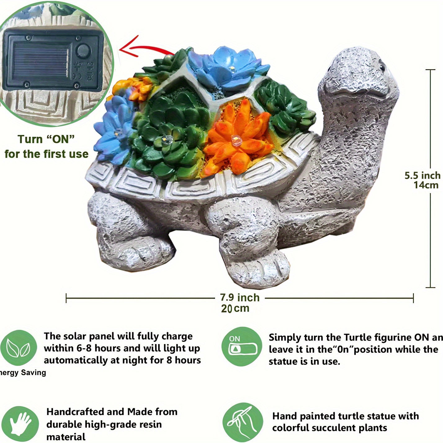 Outdoor Solar Light Garden Decoration Turtle Statue - Temu