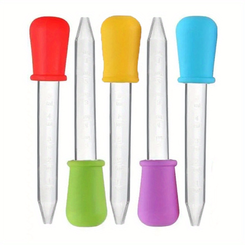5pcs Liquid Droppers with Bulb Tip, 5ml Silicone Clear Plastic Eye Dropper  for Kids Candy Mold
