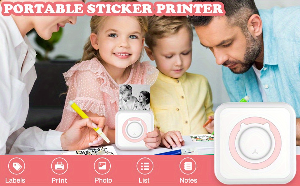 mini pocket printer portable thermal printer for pictures error printer label printer retro style photos receipts notes lists label memo qr codes for android or ios app mobile phone printing details 1