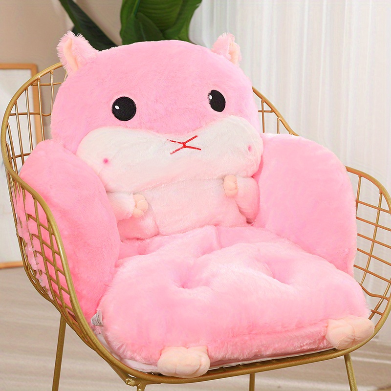 Cute Seat Cushion Hamster Shape Lazy Sofa, Cozy Warm Skin-friendly Plush Office  Chair Pads, Integrated Thickened Reading Backrest Pads, 17.7''15.7