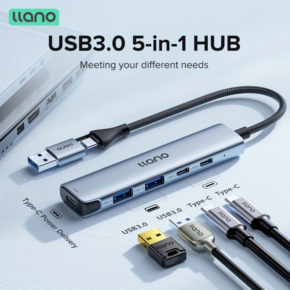 LLANO Hub USB Avec 4 Ports USB 3.0, Avec Port USB-C/Type-C Alimenté, Pour  Ordinateur Portable, Plus De Périphériques USB - Temu Belgium
