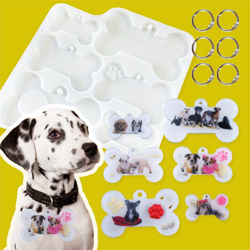 11 Cavities Silicone Dog Bone Shaped Tag Mold Cat Tag Fish Mold Keychain  Pendant Clay Mold Pet Dog Tag Resin Molds Circle Round Pendant Epoxy  Casting