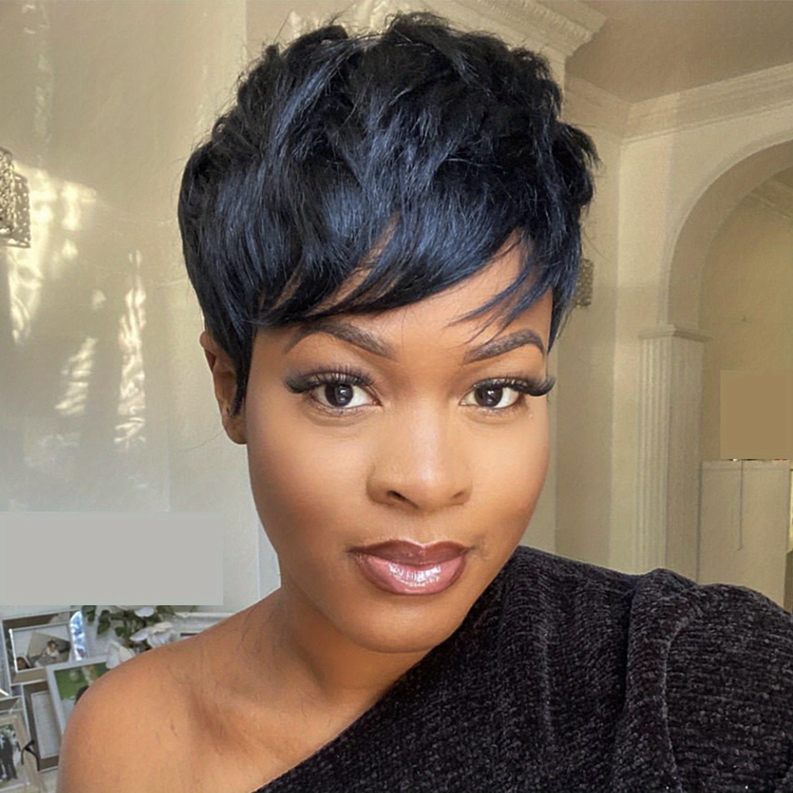 Short Pixie Cut Wigs For Women Pixie Cut Short Black Wavy - Temu