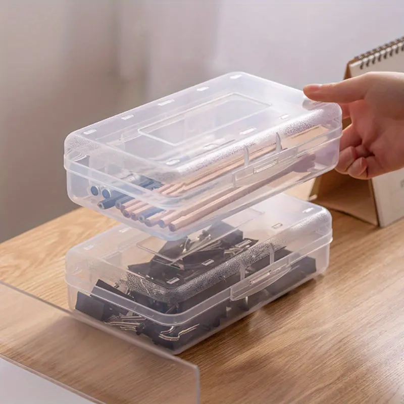 1InTheOffice Pencil Box, Translucent Clear (4 Pack)