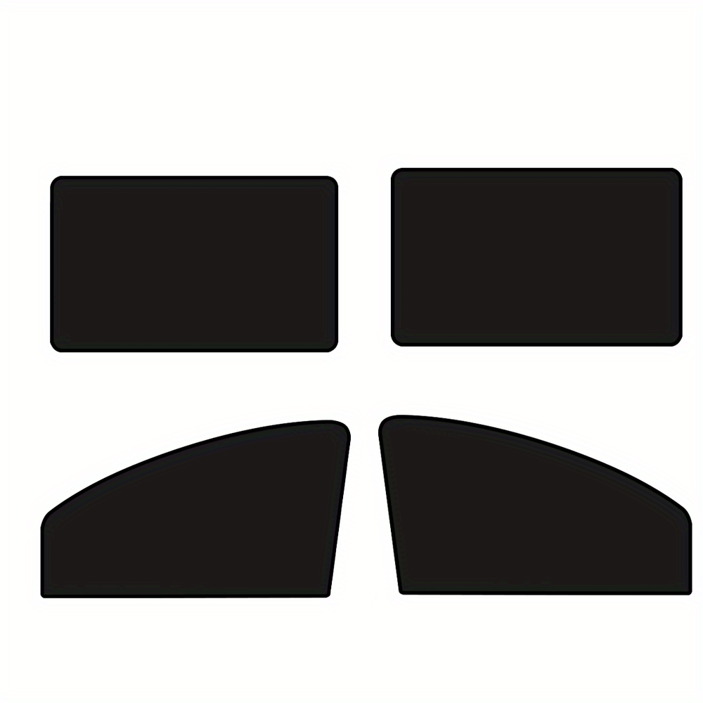 Car Side Window Sunshades Set with Hidden Magnetic Silvery Curtains