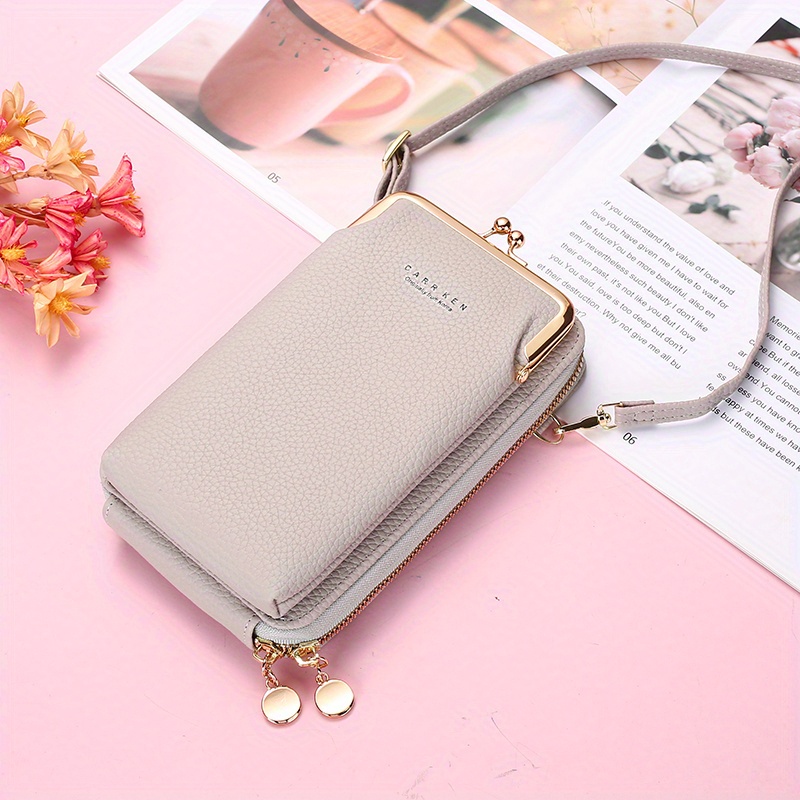 Mobile Phone Bag With Kiss Lock, Women Double Layer Crossbody Bag, Mini  Zipper Coin Purse And Wallet - Temu