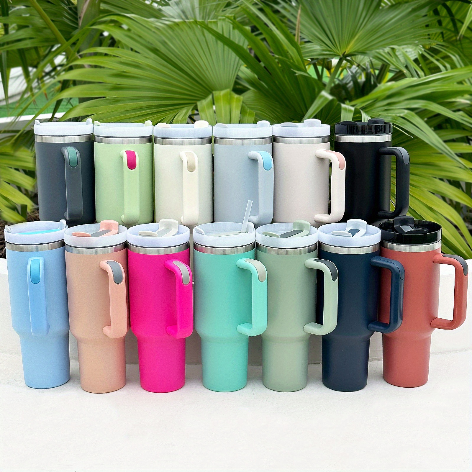 Stainless Steel Double Wall Tumbler With Lid And Handle - Temu