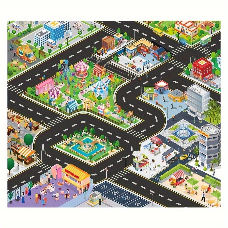 Children's Educational Traffic Game Map Play Mat Kids Carpet - Temu