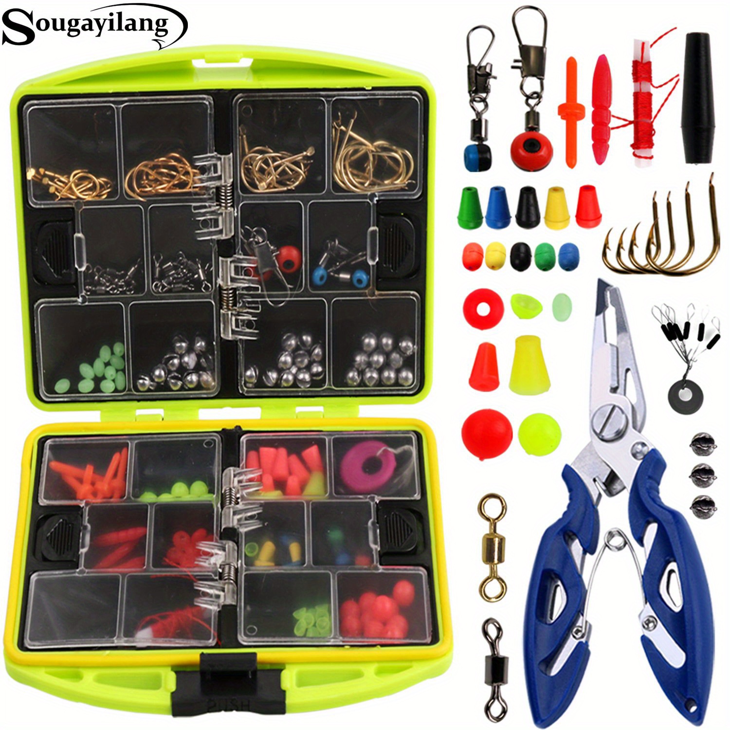 263pcs Fishing Accessories Set with Tackle Box Including Plier Jig