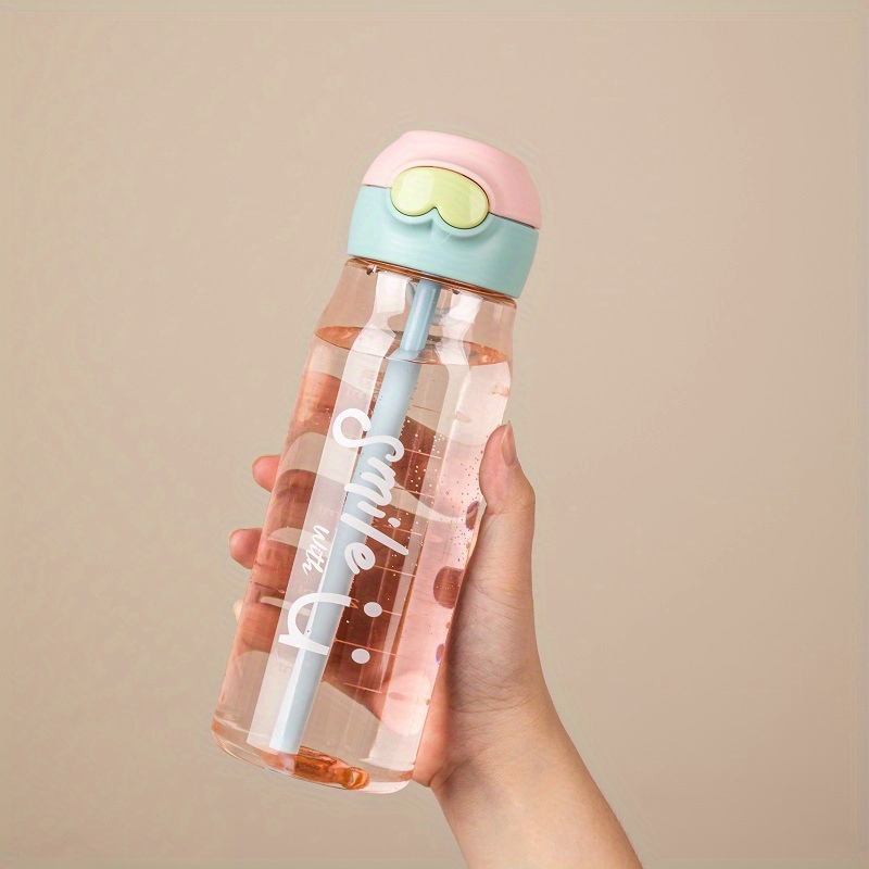 1pc 600 ML Clear Water Bottle, Simple Clear Plastic Sports Water Bottle For  Home